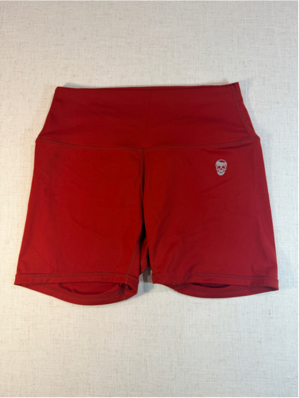 Gymreapers Women’s High Waisted Biker Athletic Gym Shorts Rust Brick Red Medium